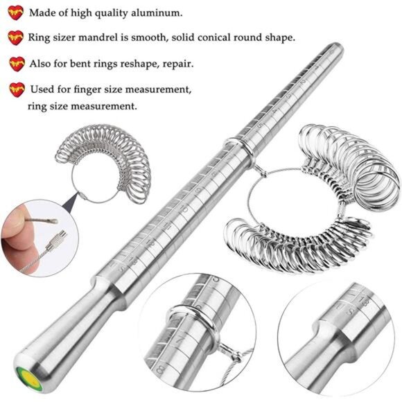 Ring Sizer Measuring Tool Metal Ring Mandrel Ring Measurer and Ring Sizer Women - Picture 2 of 7